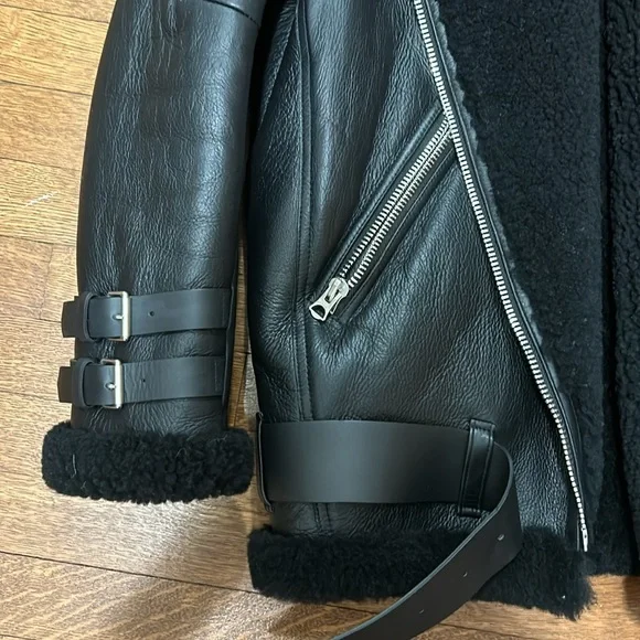 Acne Studios Velocite Leather and Shearling coat - Picture 7 of 12